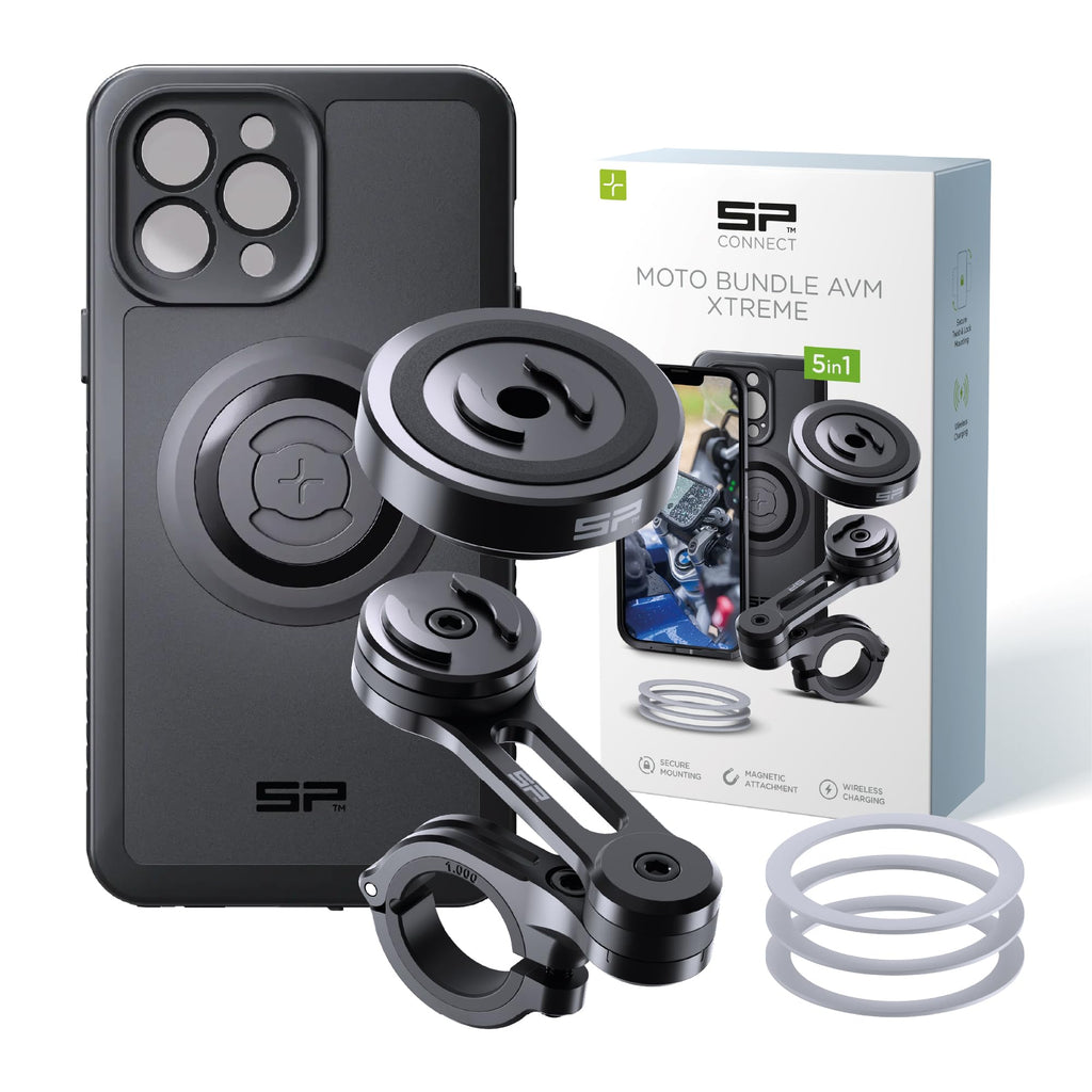SP CONNECT Moto Bundle II AVM Xtreme | SPC+ |Compatible with iPhone 17 Pro/18 Pro | Phone Mount for Motorcycle | Motorcycle Phone Holder | Handlebars