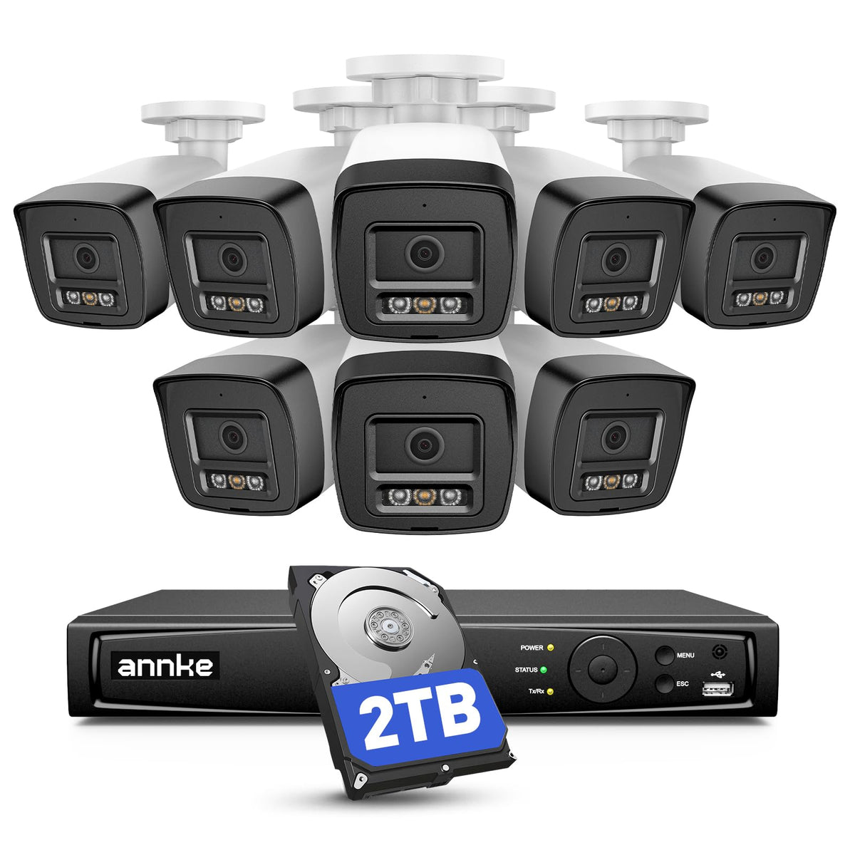 ANNKE 16 Channel Security Camera System 5MP PoE, Two-Way Audio, 2TB HDD