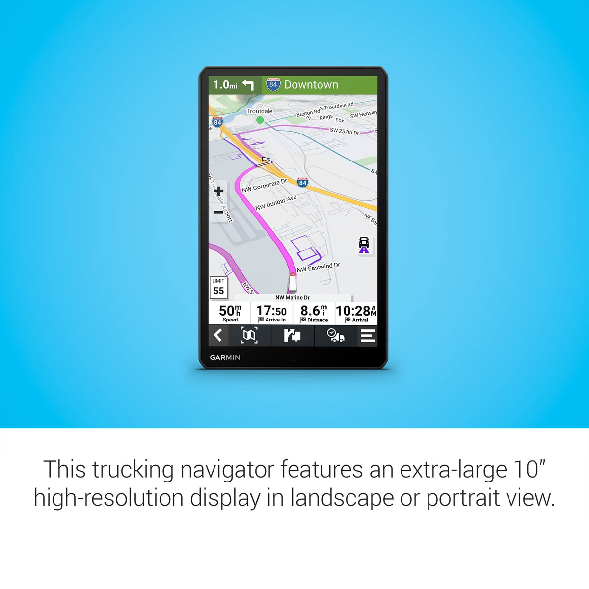 Garmin dēzl™ OTR1010, Extra-Large, Easy-to-Read 10” GPS Truck Navigator