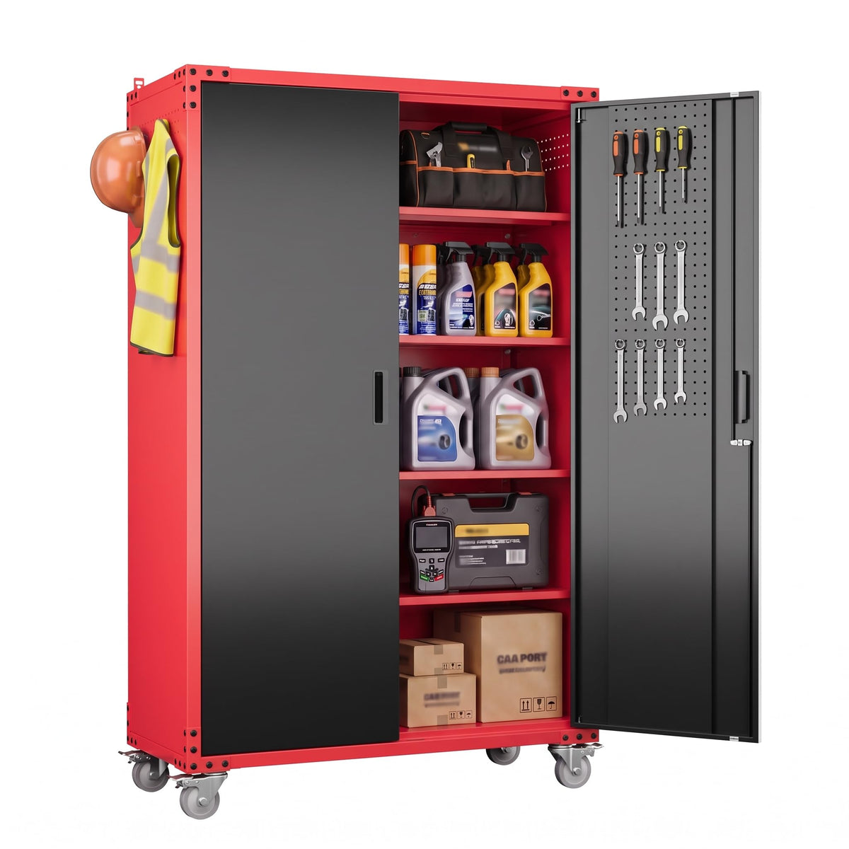 71"x32"Wx16 D Metal Garage Storage Cabinet with Wheels