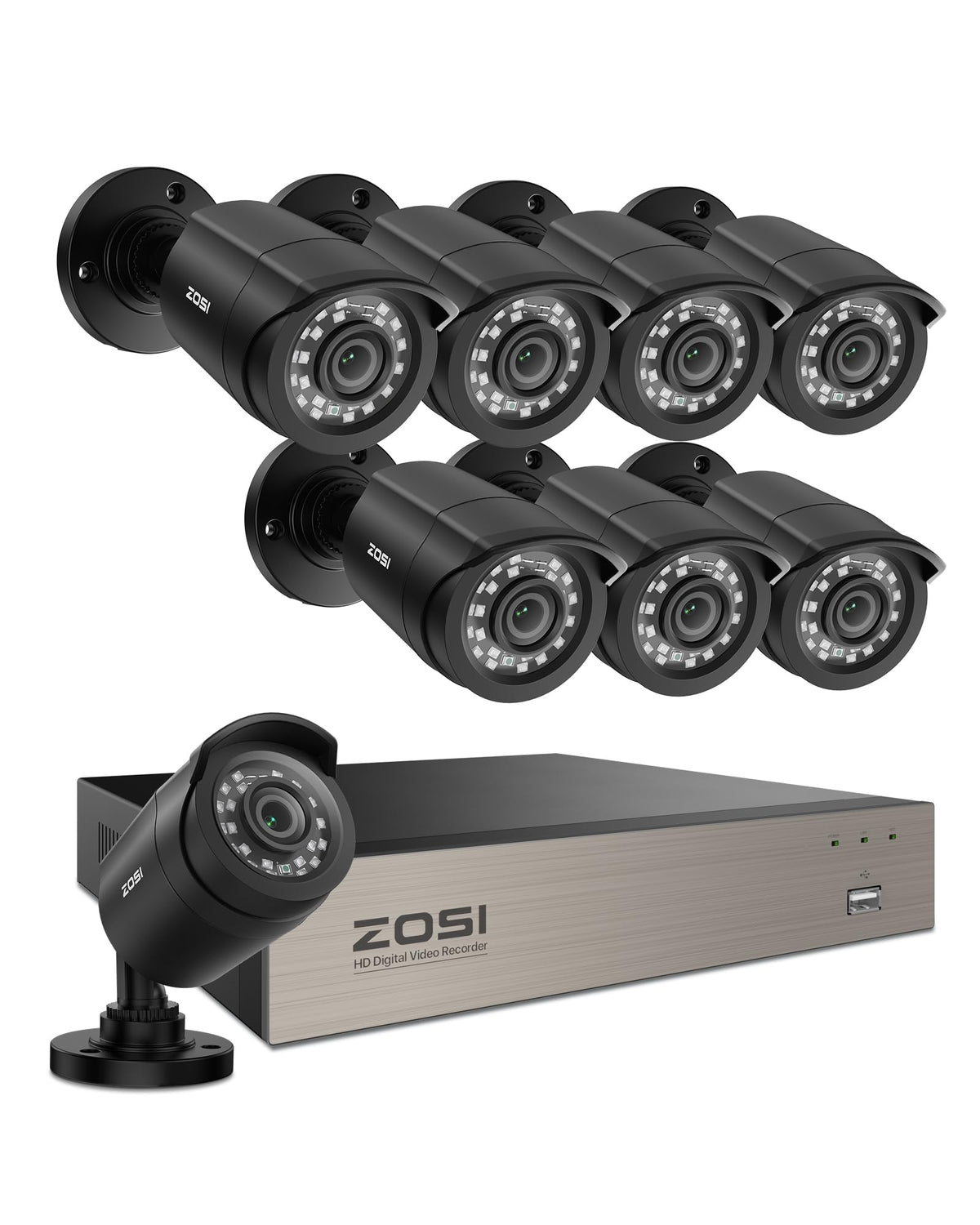 ZOSI 3K Lite Security Camera System with AI Human Vehicle Detection,H.265+ 8CH HD TVI Video DVR Recorder with 4X HD 1920TVL 1080P Indoor Outdoor Weatherproof CCTV Cameras,Remote Access,1TB Hard Drive