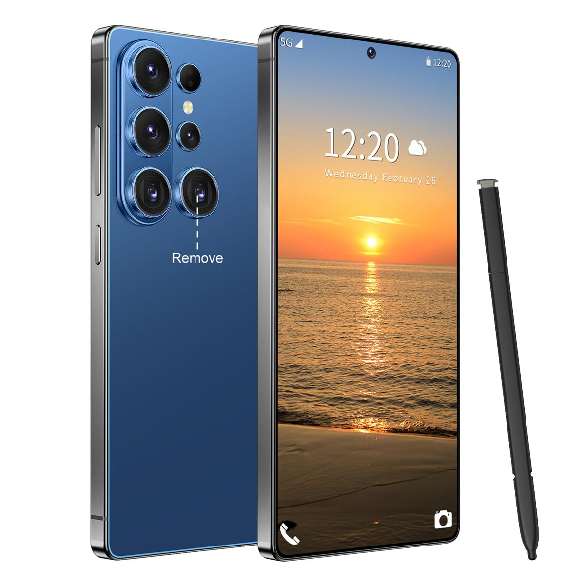 Huness 26 Ultra Unlocked Cell Phone,Built in Pen,16+1TB Unlocked Phone, Android 15 Battery 7000mAh 6.99" HD Screen Smartphone, 5G/Face ID/Fingerprint Lock/Dual SIM/GPS (Deep Blue)