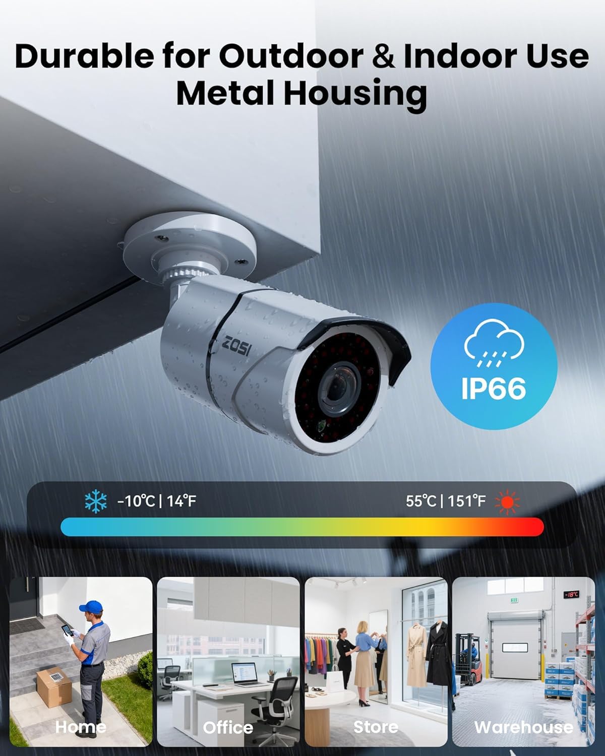 ZOSI 3K Lite 8CH Security Camera System with Audio, 4X Metal Cams, 1TB HDD