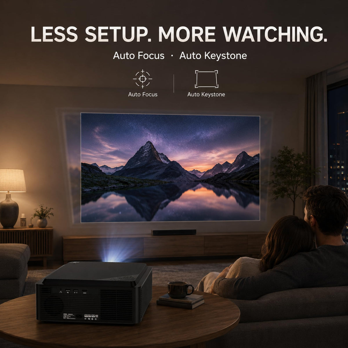 DESS Projector with Built-in Google TV,1080P, 2200 ANSI, Electric Stand