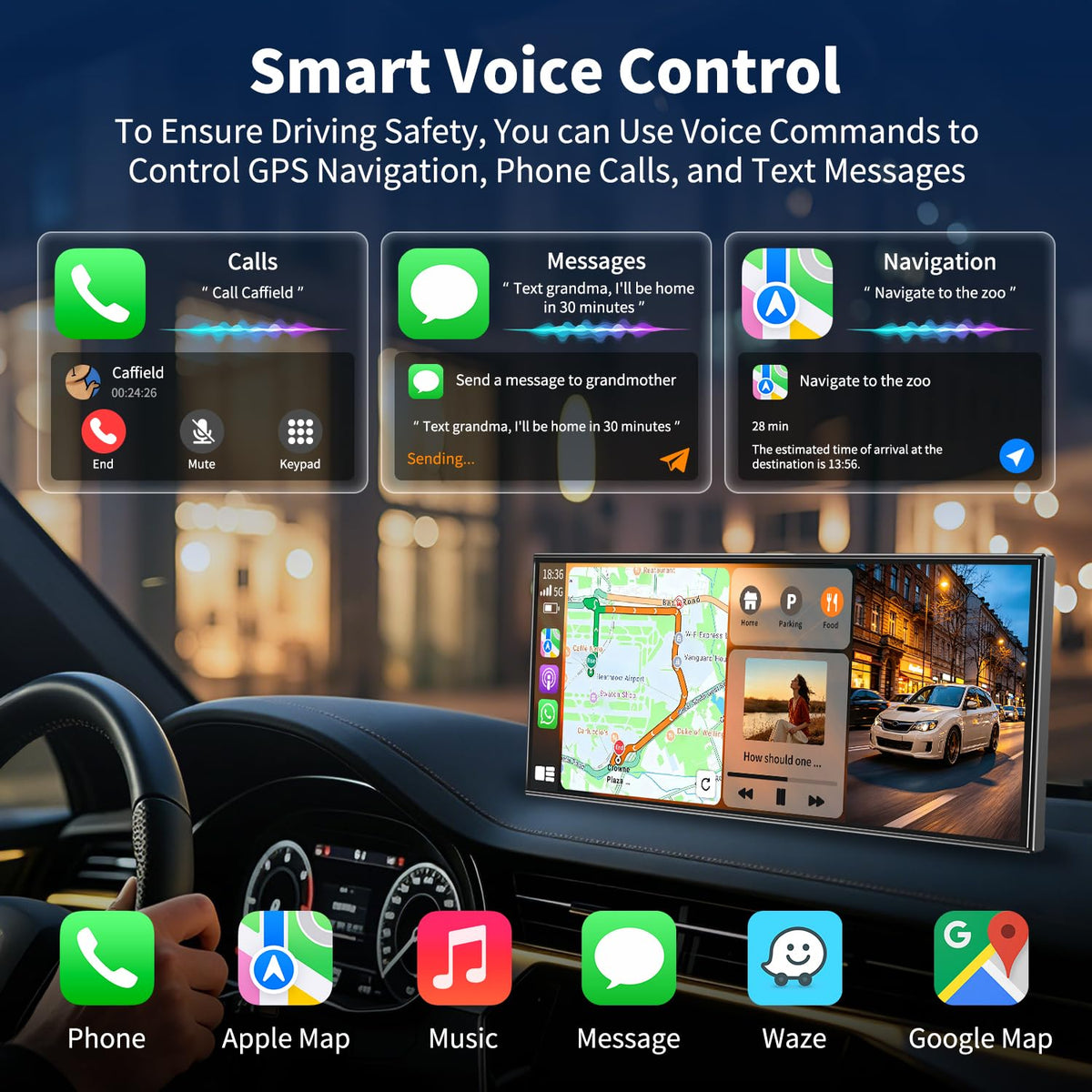 11.5" Wireless CarPlay Screen for Car with Apple CarPlay & Android Auto