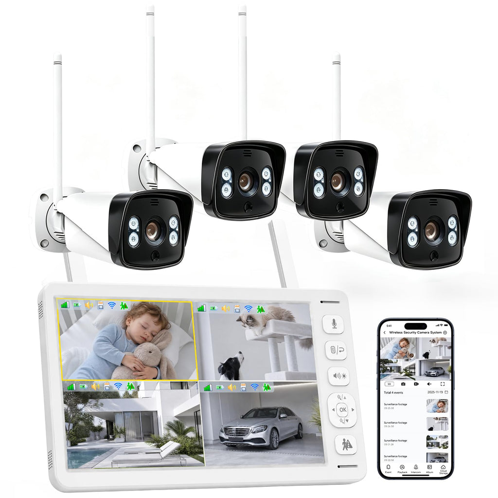 VTimes Smart Home Security Camera System Wireless Outdoor with Monitor