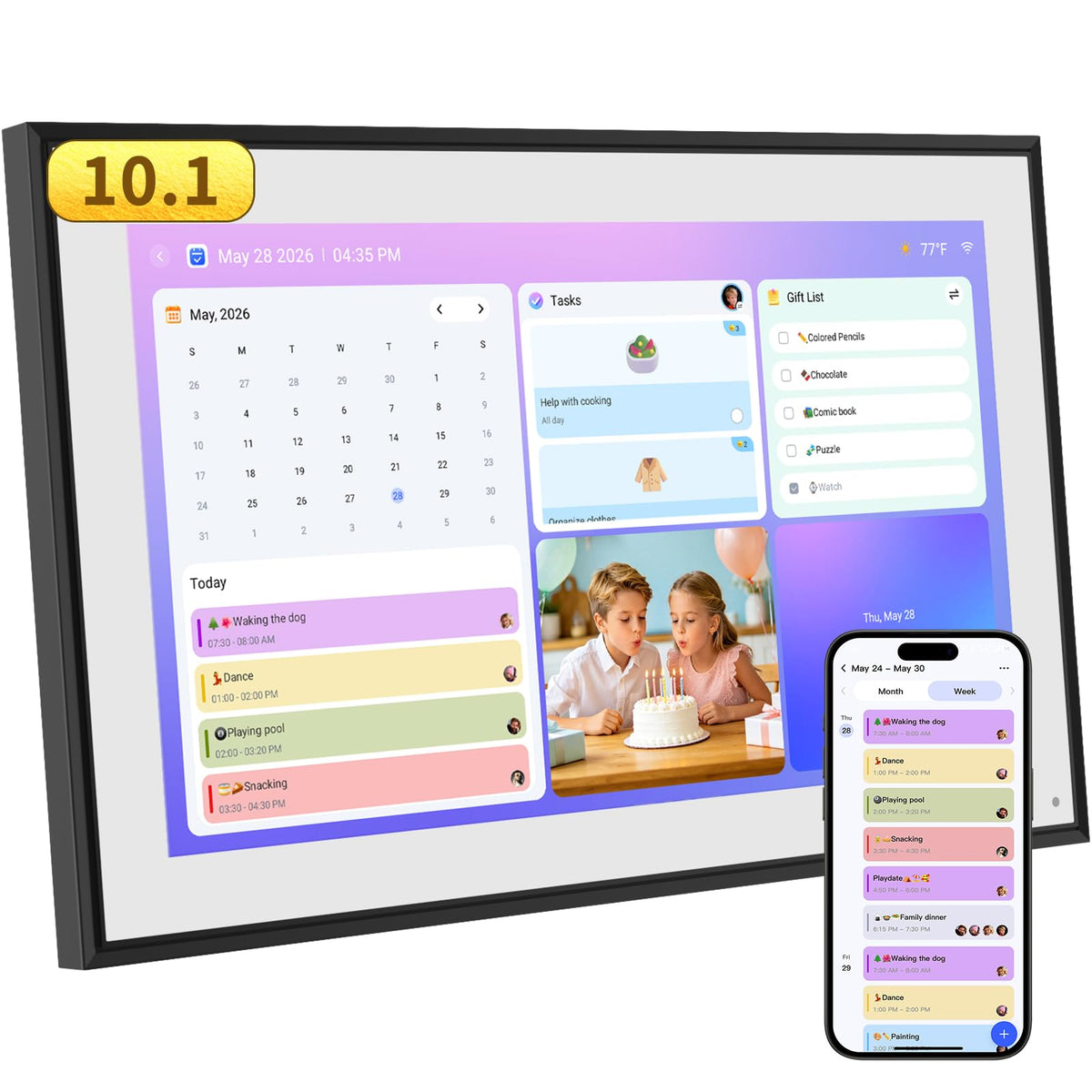 21.5 Inch Digital Calendar Wall Touch Screen Chore Chart Reward System