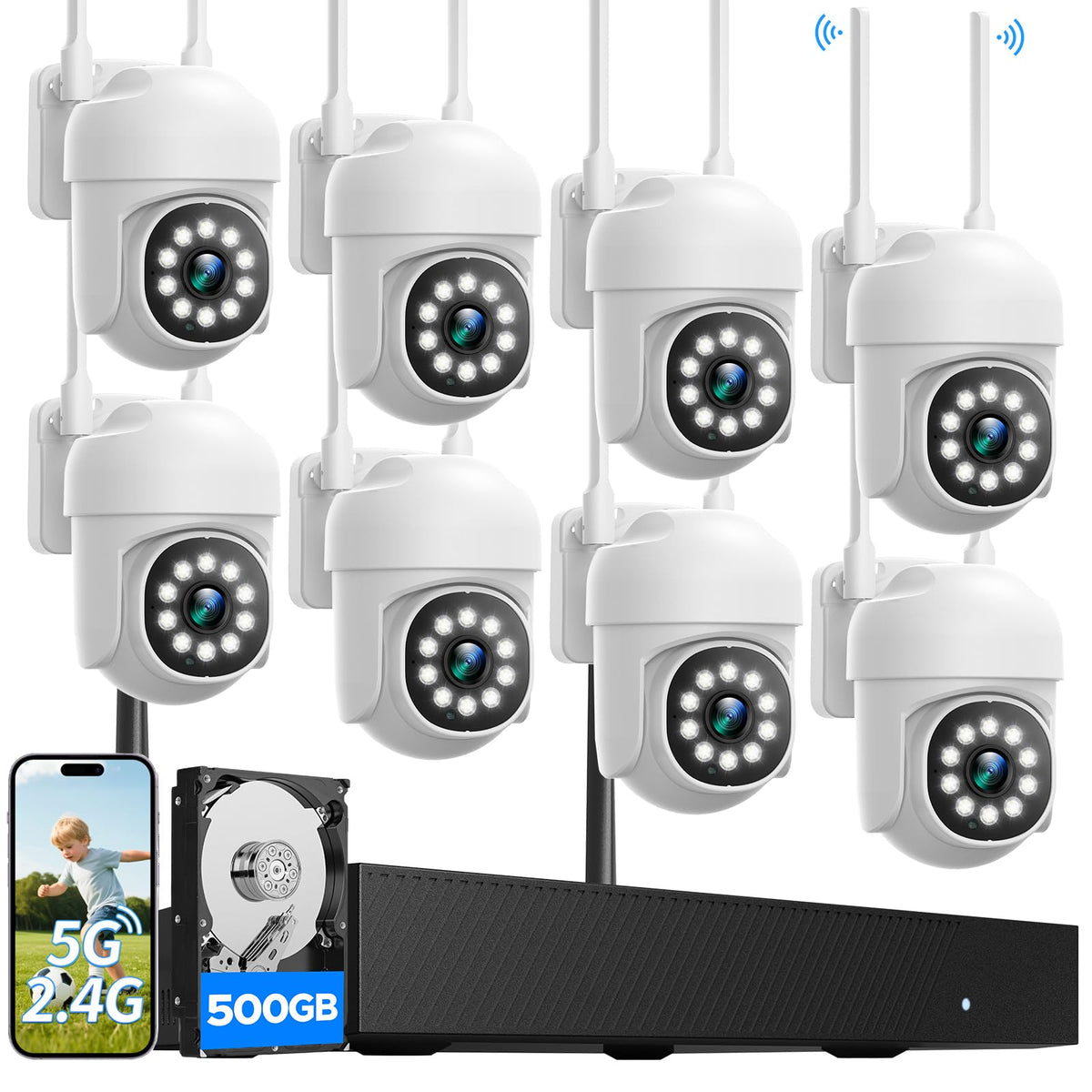 CAMCAMP Home Security Camera System Wireless Outdoor WiFi 5G 24/7 Recording