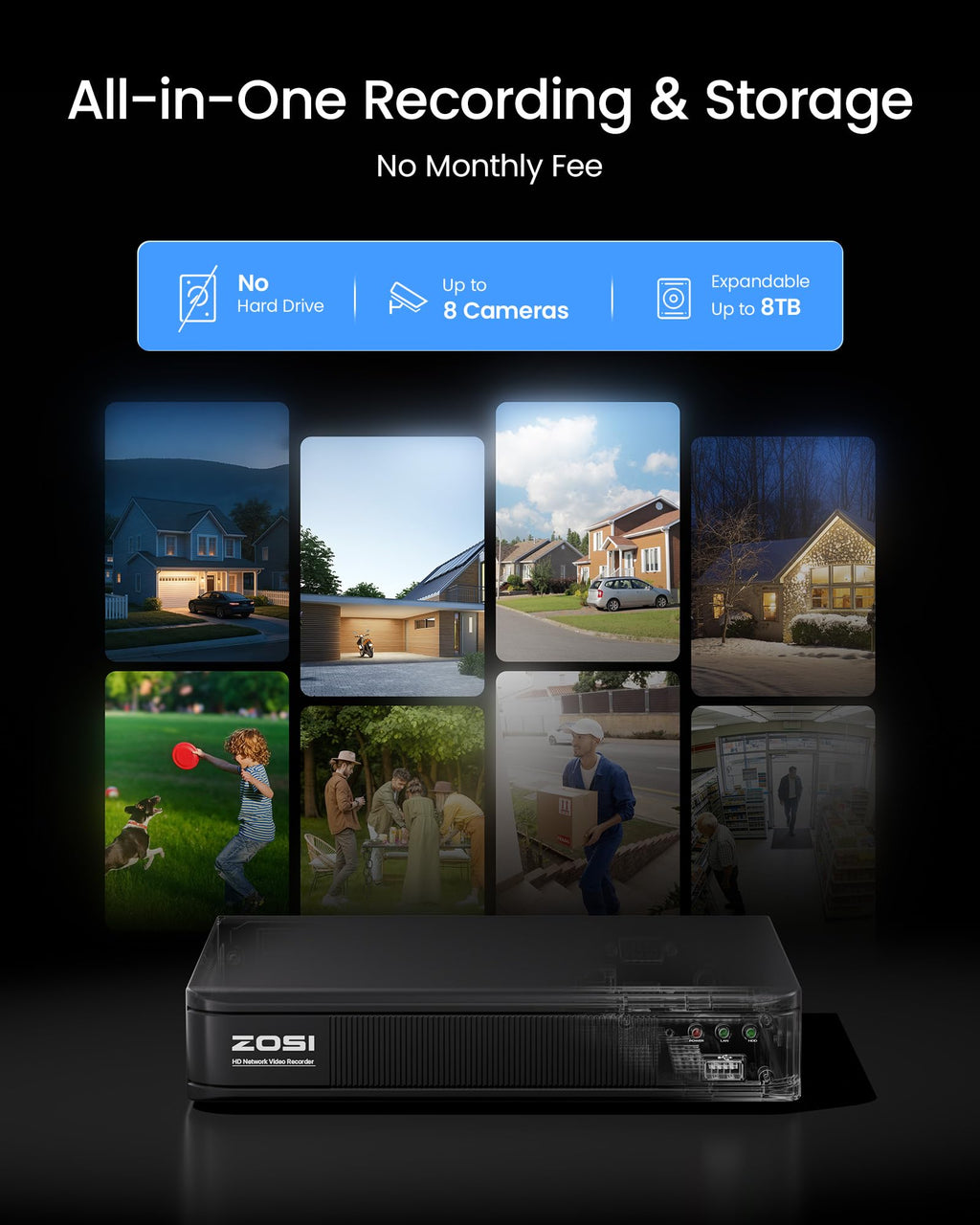 ZOSI 3K Lite Wired Security Camera System, 8 X 1080p Dome Cameras, NO HDD