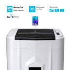 Aurora Professional Grade 120-Sheet Auto Feed Micro-Cut Paper and Credit Card Shredder with 5 Gallon Pullout Basket / 30 Minutes/Security Level P-4 (White/Black)