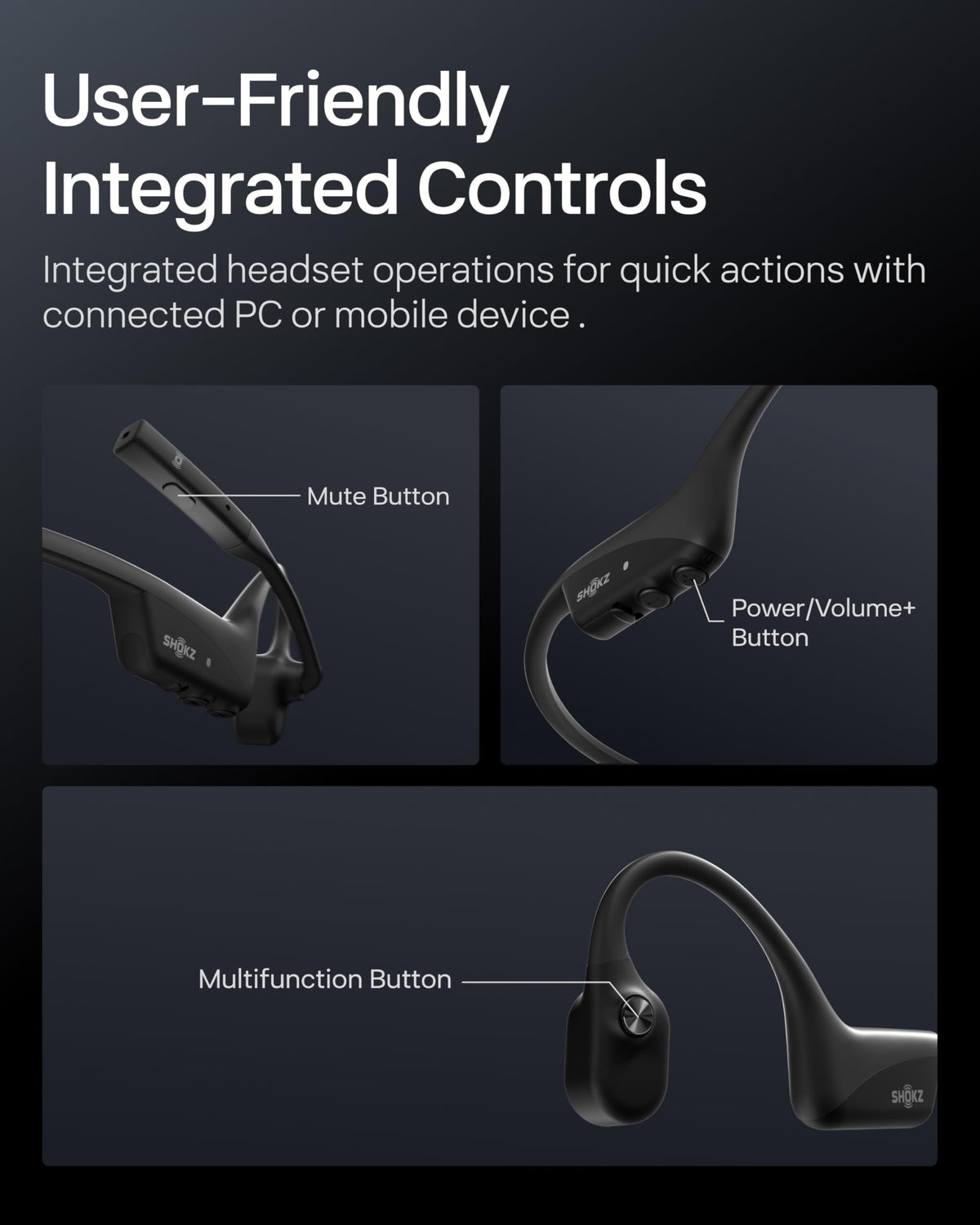 SHOKZ OpenComm2 Open-Ear Bluetooth Headset, Noise-Canceling Mic