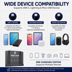 Wall Mounted Cell Phone Charging Station 8 Charging Cables 5V2.4A