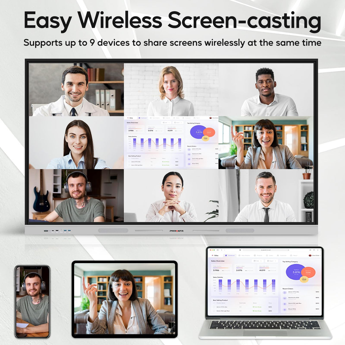 Smart Board | 75" Interactive Whiteboard | 4K UHD | Android 14 | 8+128GB | Digital Whiteboard, Electronic White Board for Classroom Home Office | Wall Mount Included