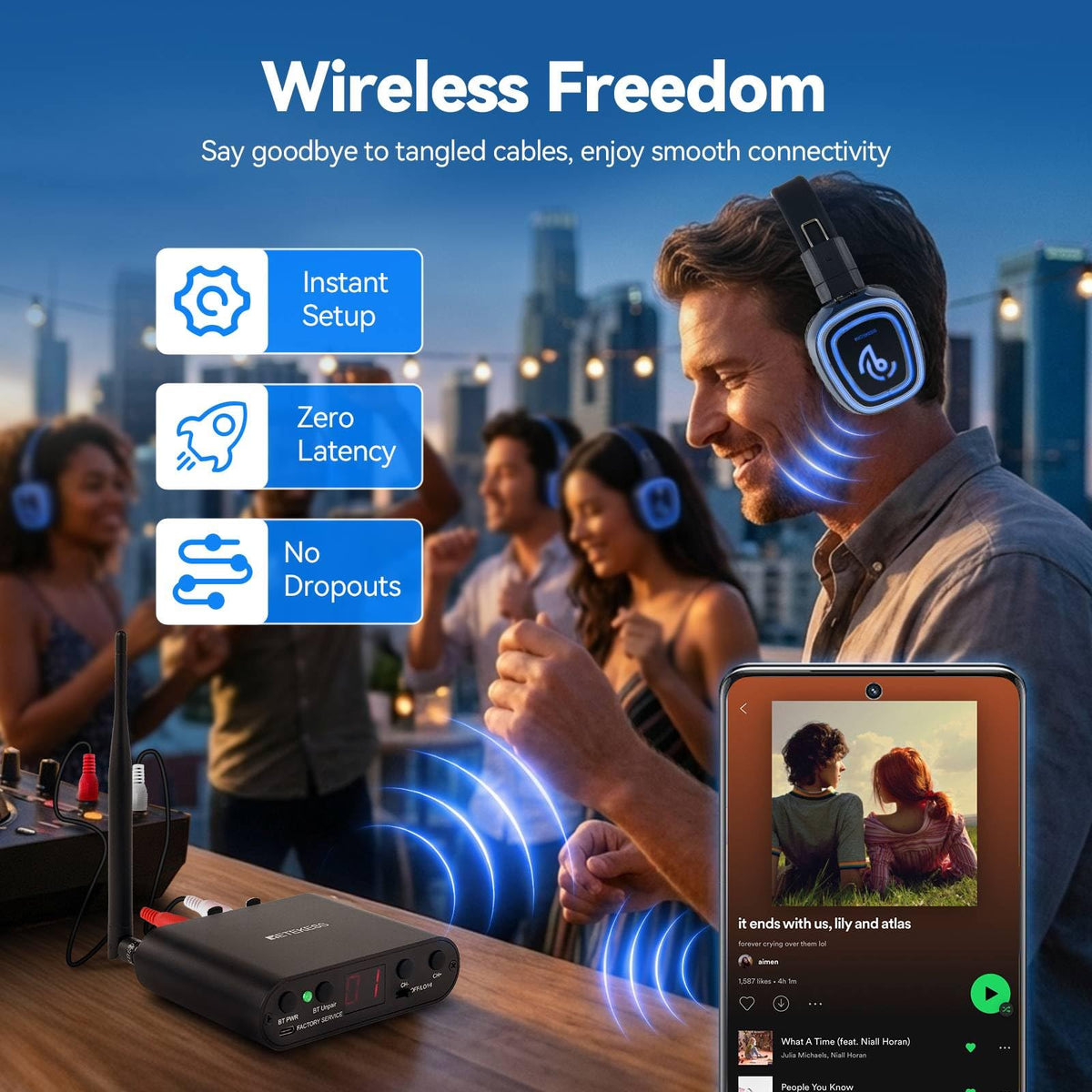 Retekess TA003S Wireless Silent Audio System, Silent Disco Headphones(3-25)