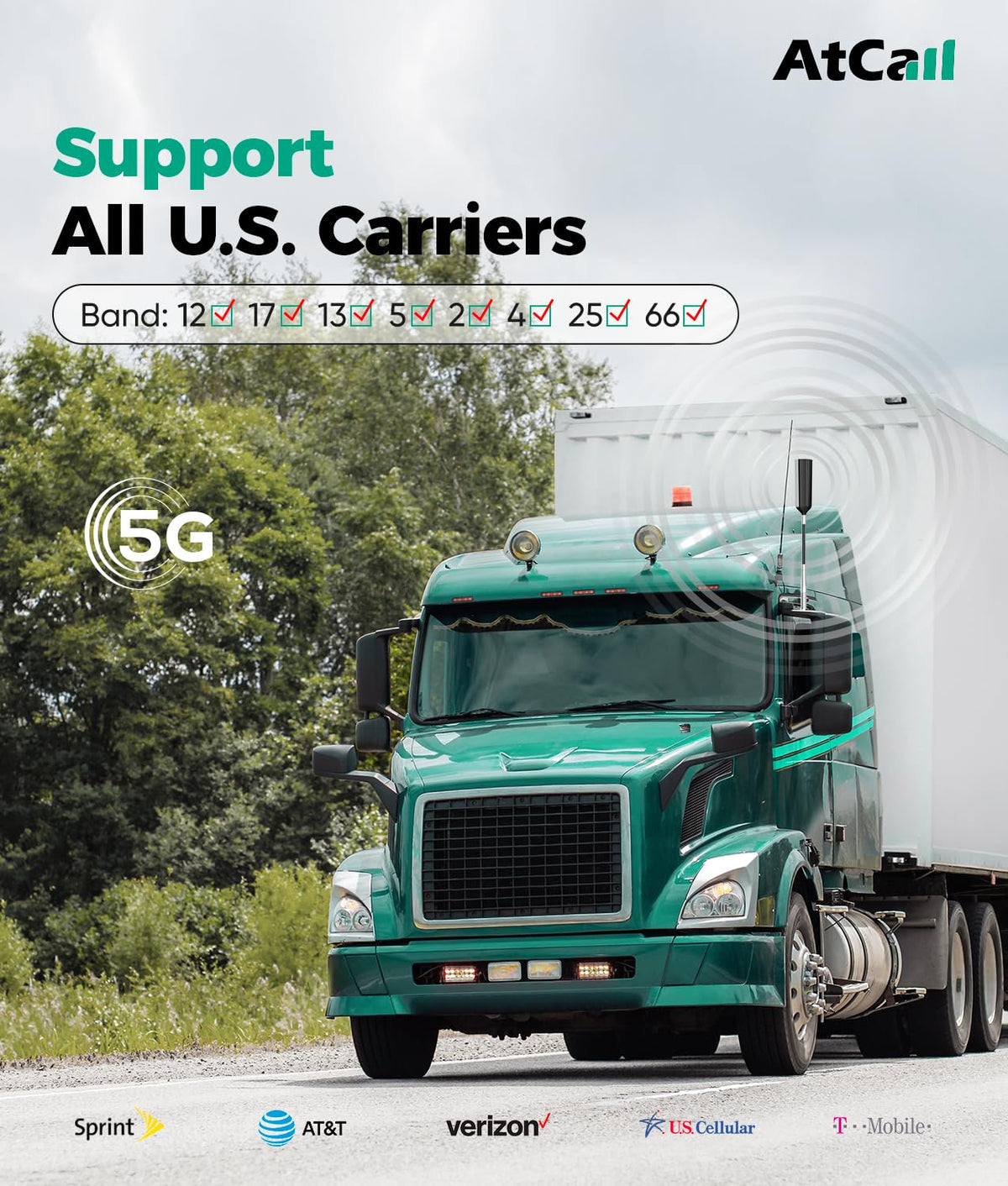 Cell Phone Booster for Truck with LCD, 5G 4G LTE All Carriers, FCC Approved