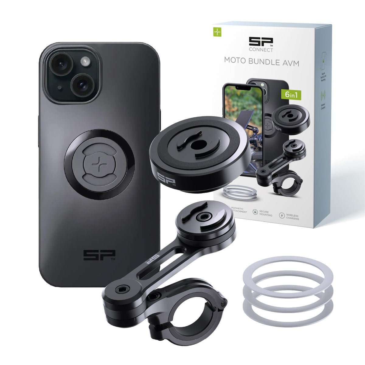 SP CONNECT Moto Bundle II with Anti Vibrations Module| SPC+ | Compatible with for iPhone 15 Pro Max| Motorcycle Phone Mount |Phone Mount for Motorcycle Handlebars | Cell Phone Holder