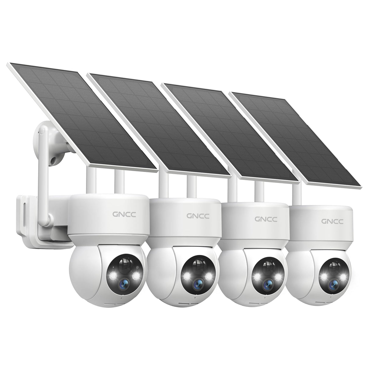 GNCC Wireless Solar Security Cameras Outdoor, 2.4G WiFi, SD/Cloud, 4 Pack