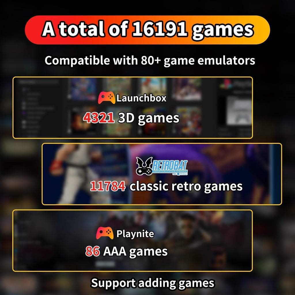 Game Console HDD with 3 Game Systems, Video Game Console with Built in 16191 Games, Emulator Console has 80+ Emulators, Game SSD for PC