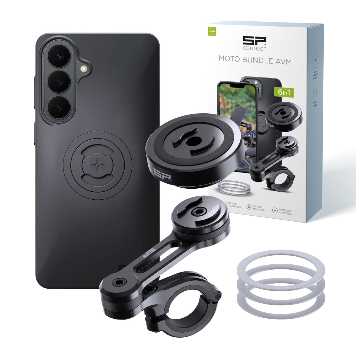 SP CONNECT Moto Bundle II with Anti Vibrations Module| SPC+ | Compatible with for Samsung S23 Ultra| Motorcycle Phone Mount |Phone Mount for Motorcycle Handlebars | Cell Phone Holder