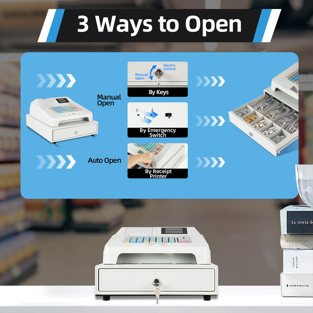 Electronic Cash Register,8-Digital LED,48 Keys