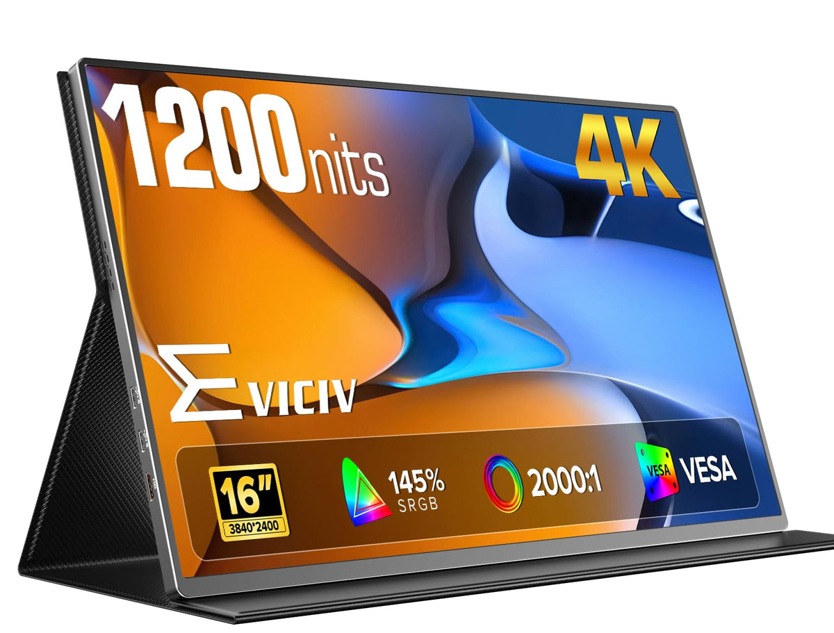 EVICIV Portable Monitor 4K Touchscreen 15.6", 3840 * 2160 UHD, 125% sRGB