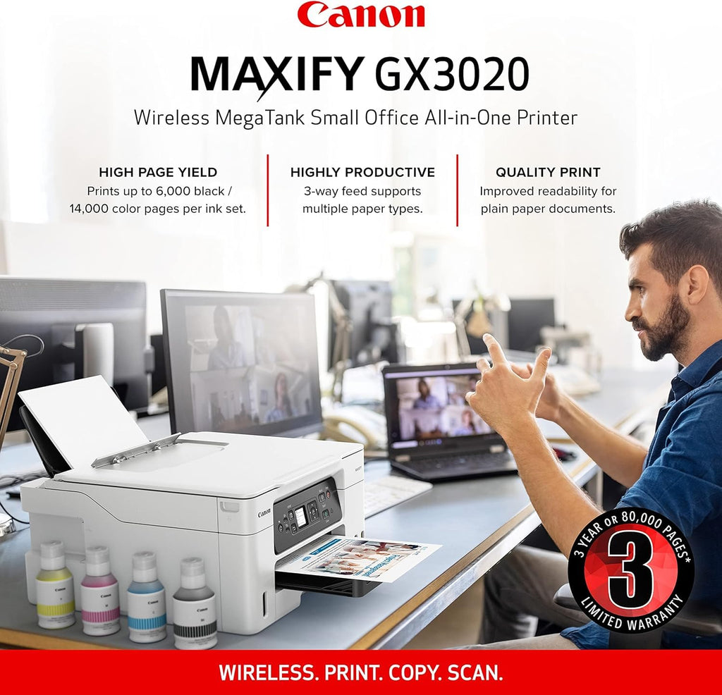 Canon MAXIFY GX3020 MegaTank MFP Color Printer (5777C002) Bundle