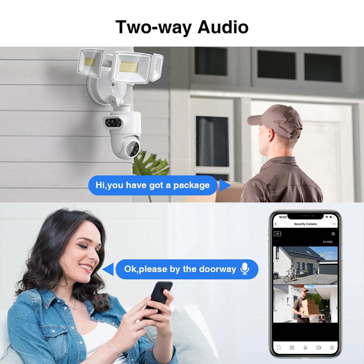 Onforu 360° Dual-Lens Security Floodlight Camera, Auto Tracking, 4MP