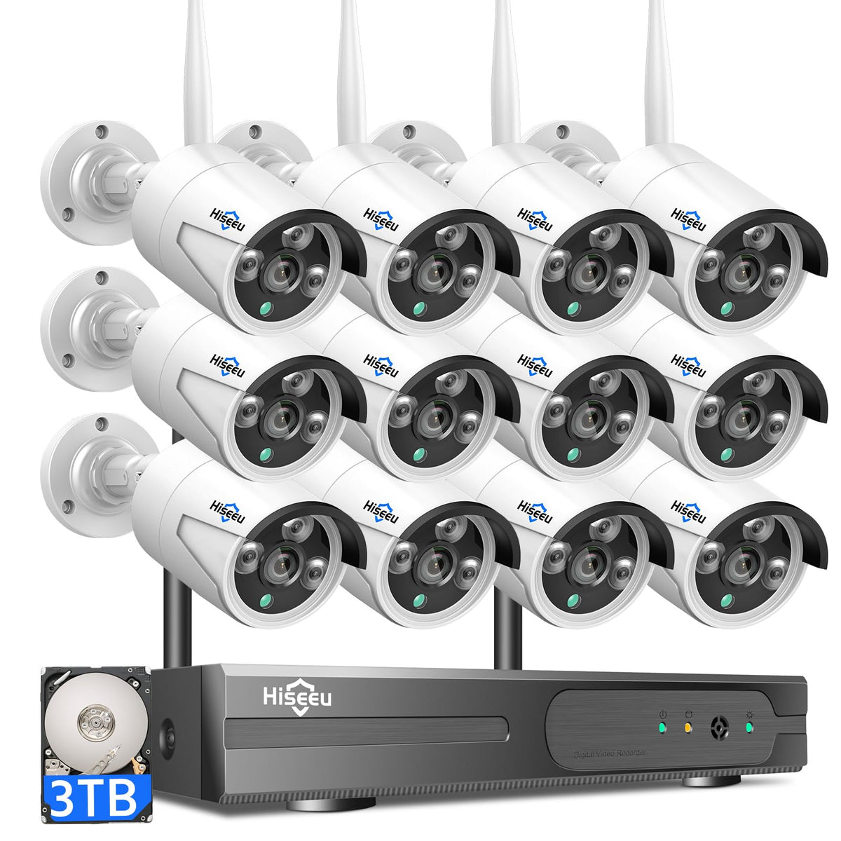 Hiseeu 3MP CCTV Home Security Camera System Outdoor, 2.4G/5G Wireless WiFi