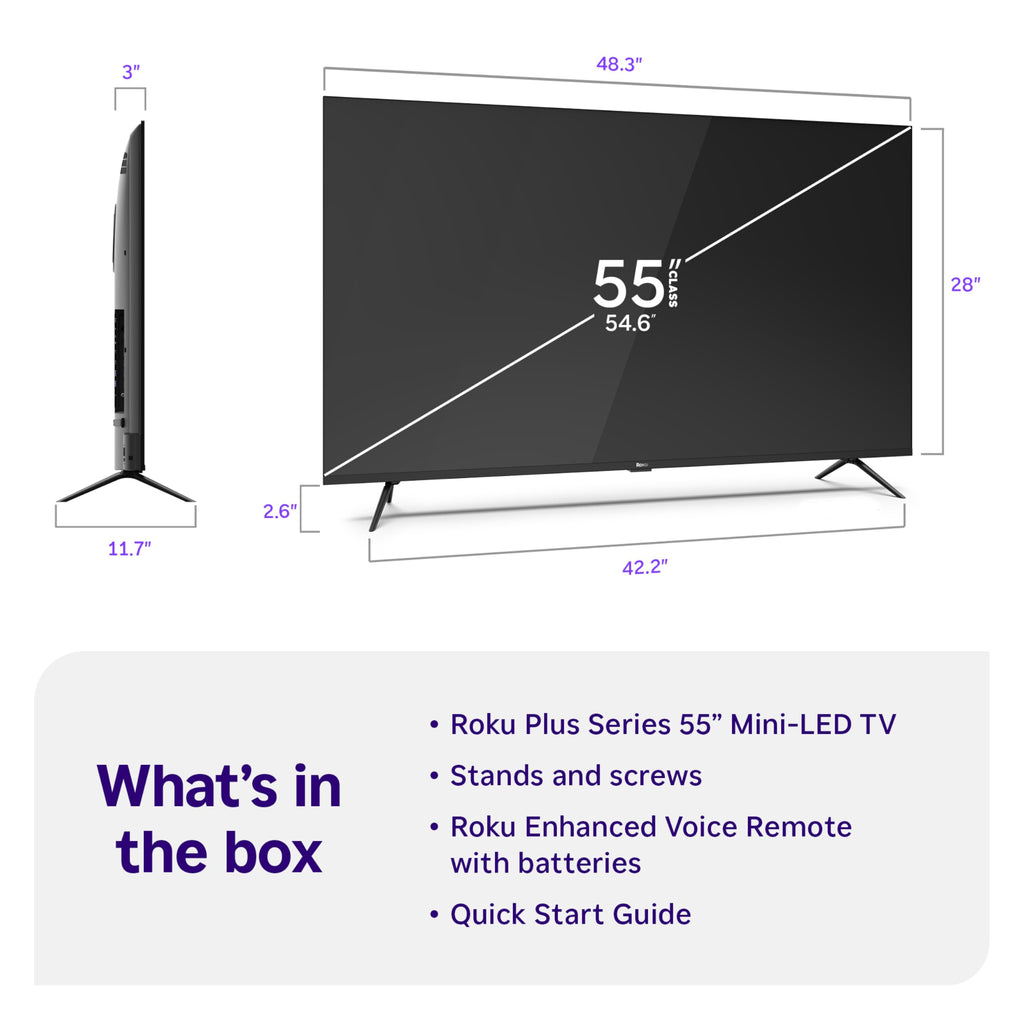 Roku 55-Inch Plus Series Smart TV - 4K QLED Mini-LED TV - RokuTV