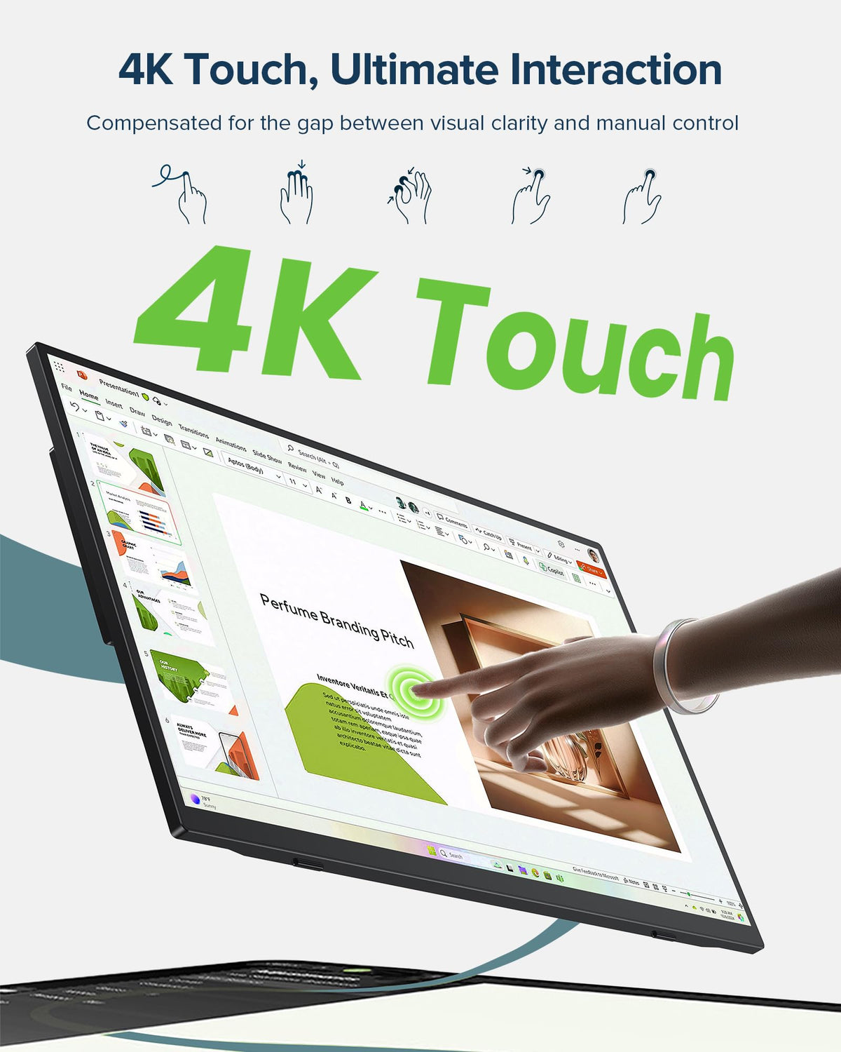 EVICIV Portable Monitor 4K Touchscreen 15.6", 3840 * 2160 UHD, 125% sRGB