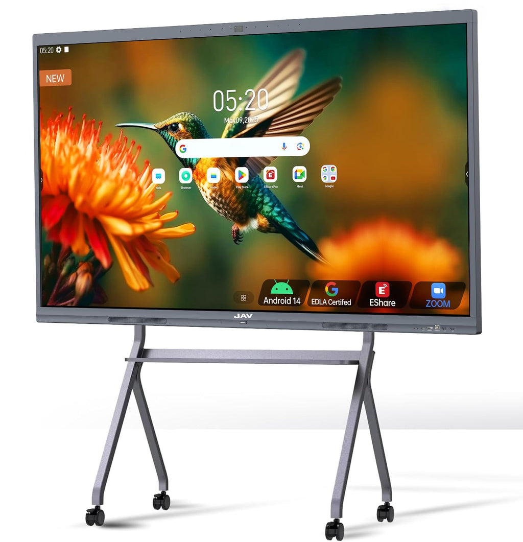 JAV 86" Smart Board Interactive Whiteboard, Google EDLA Certified 4K Touchscreen with 48MP AI Camera for Classroom Office Studio (Wall Mount Included)
