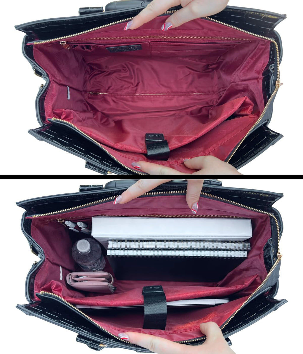 JKM and Company Alligator Compatible With Computer iPad, Laptop Tablet Rolling Tote Bag Briefcase Carryall Bag