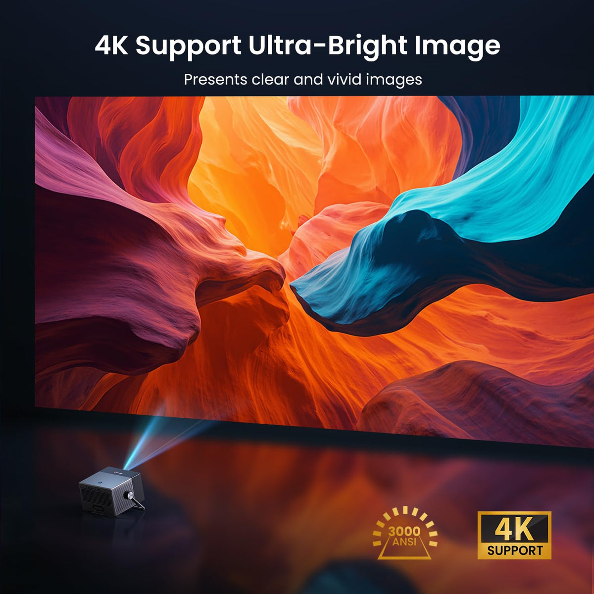 HAPPRUN 3000 ANSI Official Licensed Google TV Outdoor 4K Full HD Projector