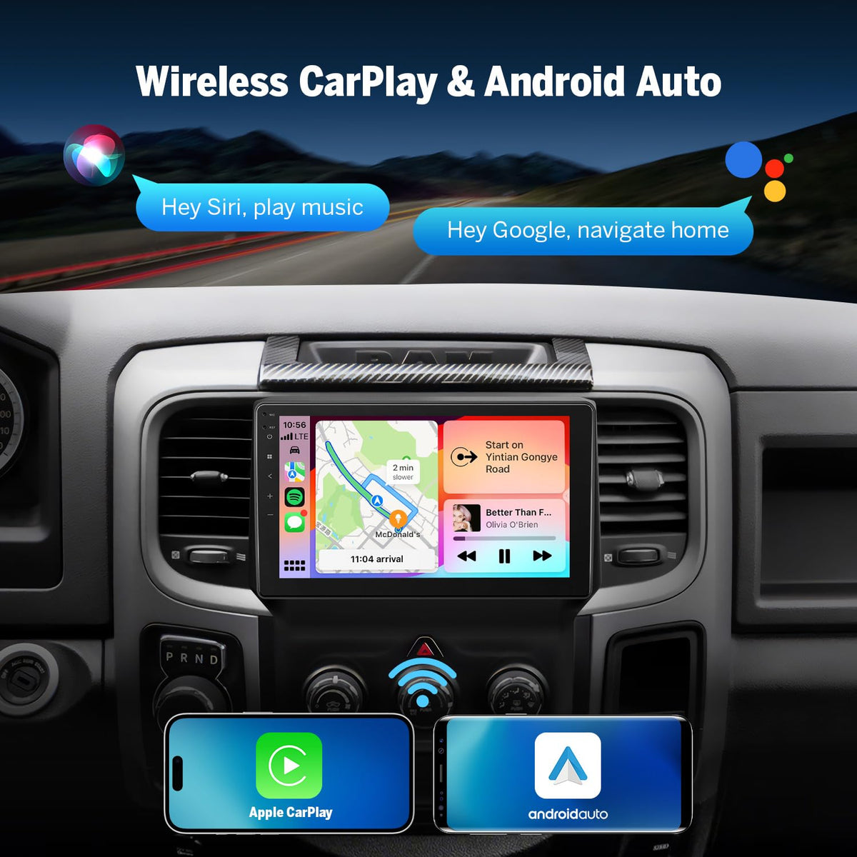 Eonon 4+64GB 9" IPS Android Car Stereo for Dodge Ram 1500 2500 13-18