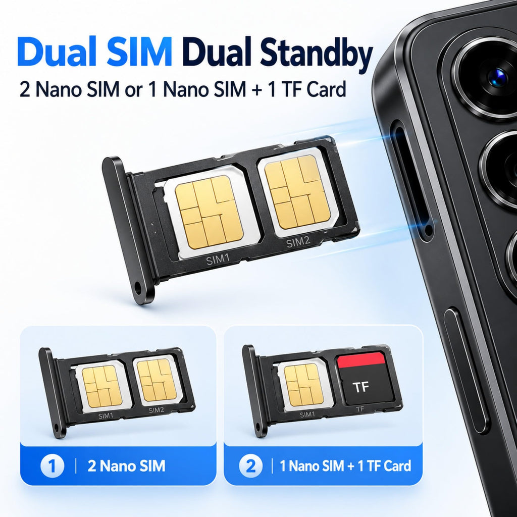 S26U Android Phone Unlocked, 6.9" Large Screen, Android 16 Unlocked Smartphones 16GB+512GB/1TB, 50MP+21MP, 7000mAh, Dual SIM/Face ID/GPS/OTG, Black