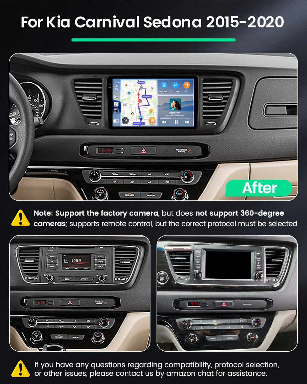 4+128G 9" Incell Touch Screen Car Radio for Kia Carnival Sedona 2015-2020