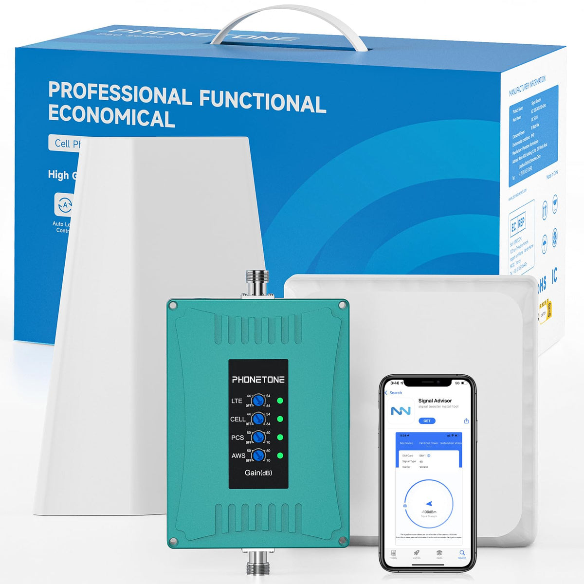 Cell Phone Booster for Home | Up to 5,500 sq ft | Boost 5G 4G LTE & 3G Signals on Band 2 4 5 12 13 17 | Compatible with All US&CA Carriers - Verizon,ATT, T-Mobile & More | FCC Approved