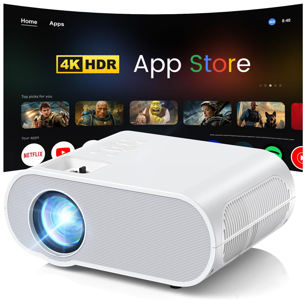 4K Projector with WiFi and Bluetooth, 1500 ANSI Google TV Projector