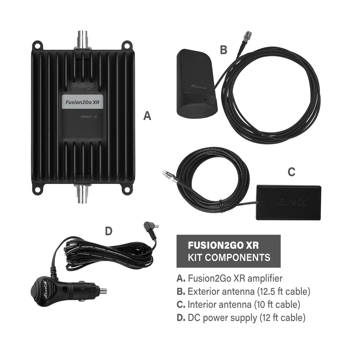 SureCall Fusion2Go XR Vehicle Cell Phone Signal Booster for Car, Truck, SUV | Boosts 5G & 4G LTE for All U.S. Cellular Carriers - Verizon, AT&T, T-Mobile | High-Performance, USA Company, FCC Approved