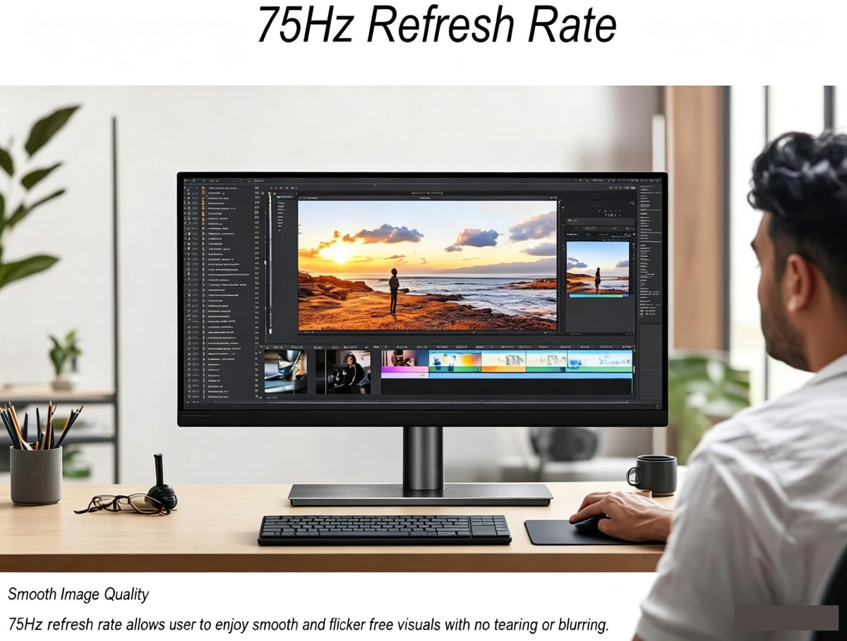 32 Inch FHD 1080P CCTV Security Monitor, Thin LED Screen Computer Monitor, 75Hz Refresh Rate with HDMI VGA and Speaker for Surveillance NVR/DVR System