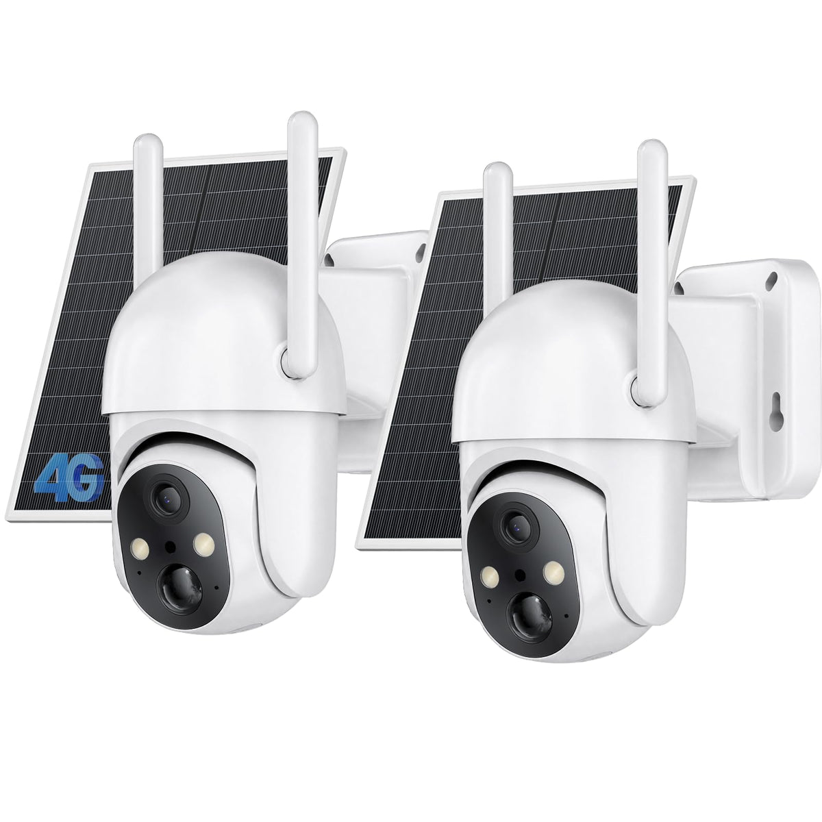 SEHMUA 2K Solar Security Cameras Wireless Outdoor, 4 Pack 360° View Pan/Tilt WiFi Security Camera Outside with Color Night Vision, Easy to Install, PIR Alarm, 2-Way Audio, White