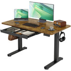 Claiks Electric Height Adjustable Standing Desk with Drawers, 63 x 24 Inch Sit Stand Desk for Home Office, Computer Desk Workstation,Black