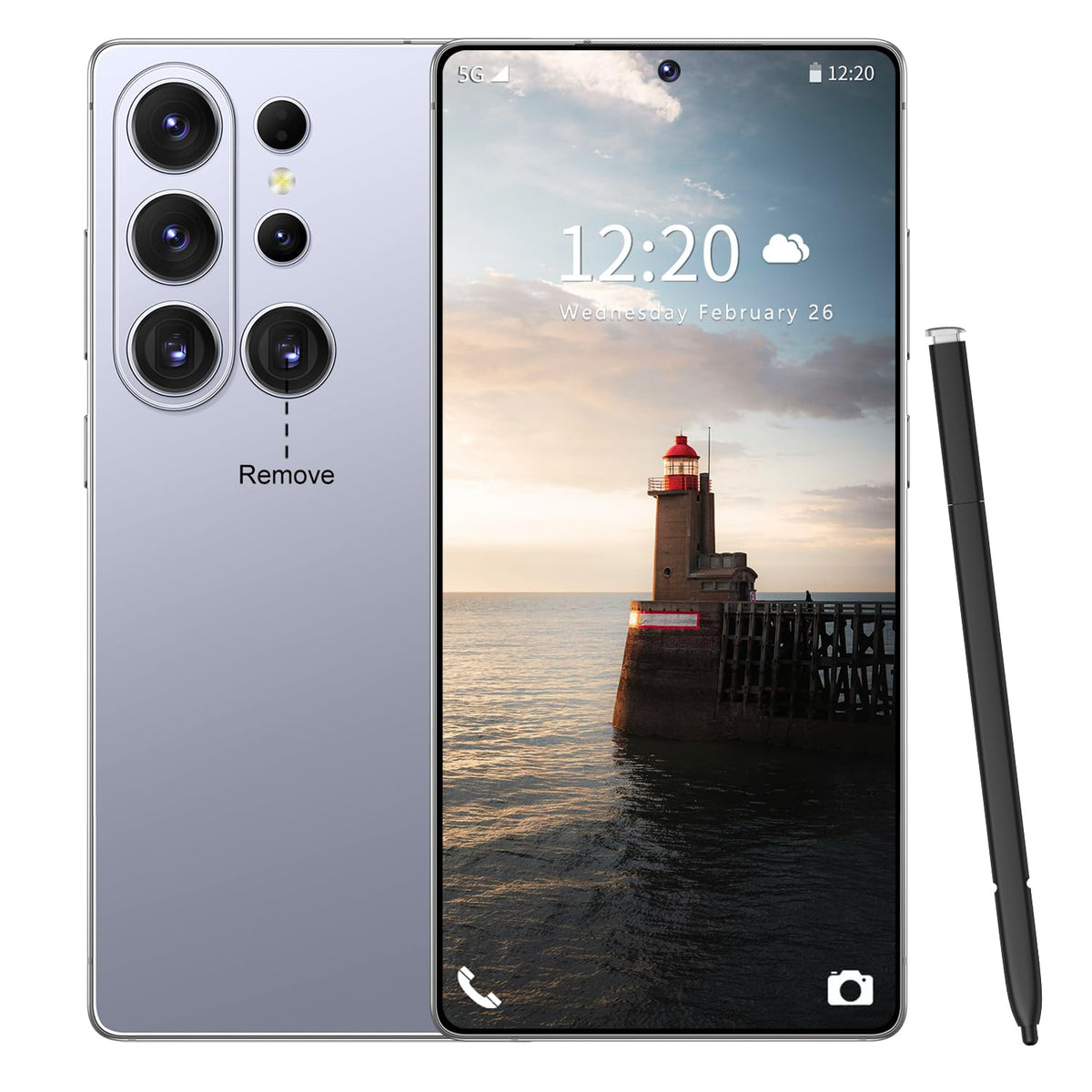 Huness S26 Ultra Unlocked Phone,Built in Pen The Phone,Cell Phone Battery 7000mAh 6.99" HD Screen,Android 15 16+512GB Smartphone,Dual SIM/5G/Face ID/Fingerprint Lock/GPS (Gold)