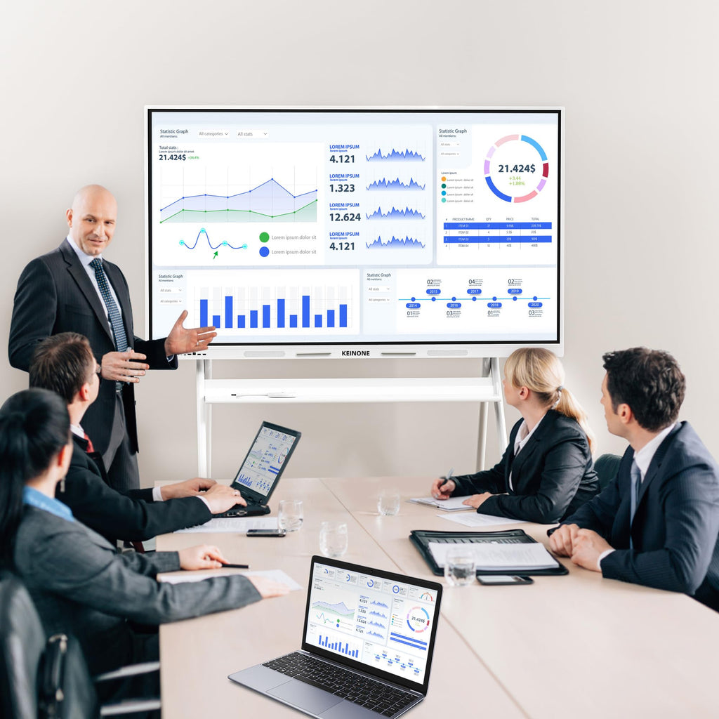 Interactive Smart Board for Classroom, 55” 8+128 GB Electronic Digital Whiteboard Built-in Google EDLA-Certified Android 14 OS - 4K Touchscreen Smartboard for Home Office School Studio Display