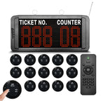 Multi-Window Take a Number System Wireless Queue Management System with LED Digital Display & Voice Broadcast 15 Counter Call Buttons for Bank Clinic Hospital Waiting Room