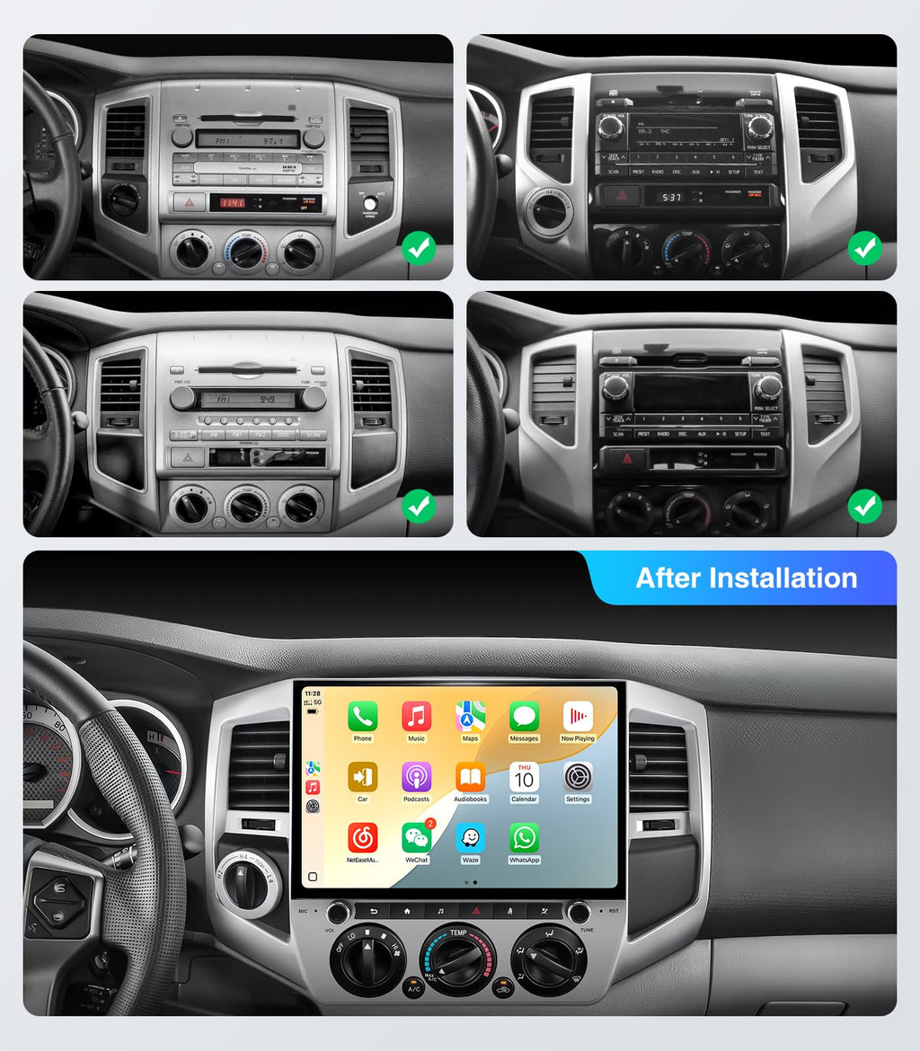 Car Stereo Dash Kit Replacement for Toyota Tacoma Radio Upgrade 2005-2015,QLED Touch Screen Head Unit with Wireless CarPlay Andriod Auto GPS Navigation 5GWiFi FM/AM (12.5" 4+64G)