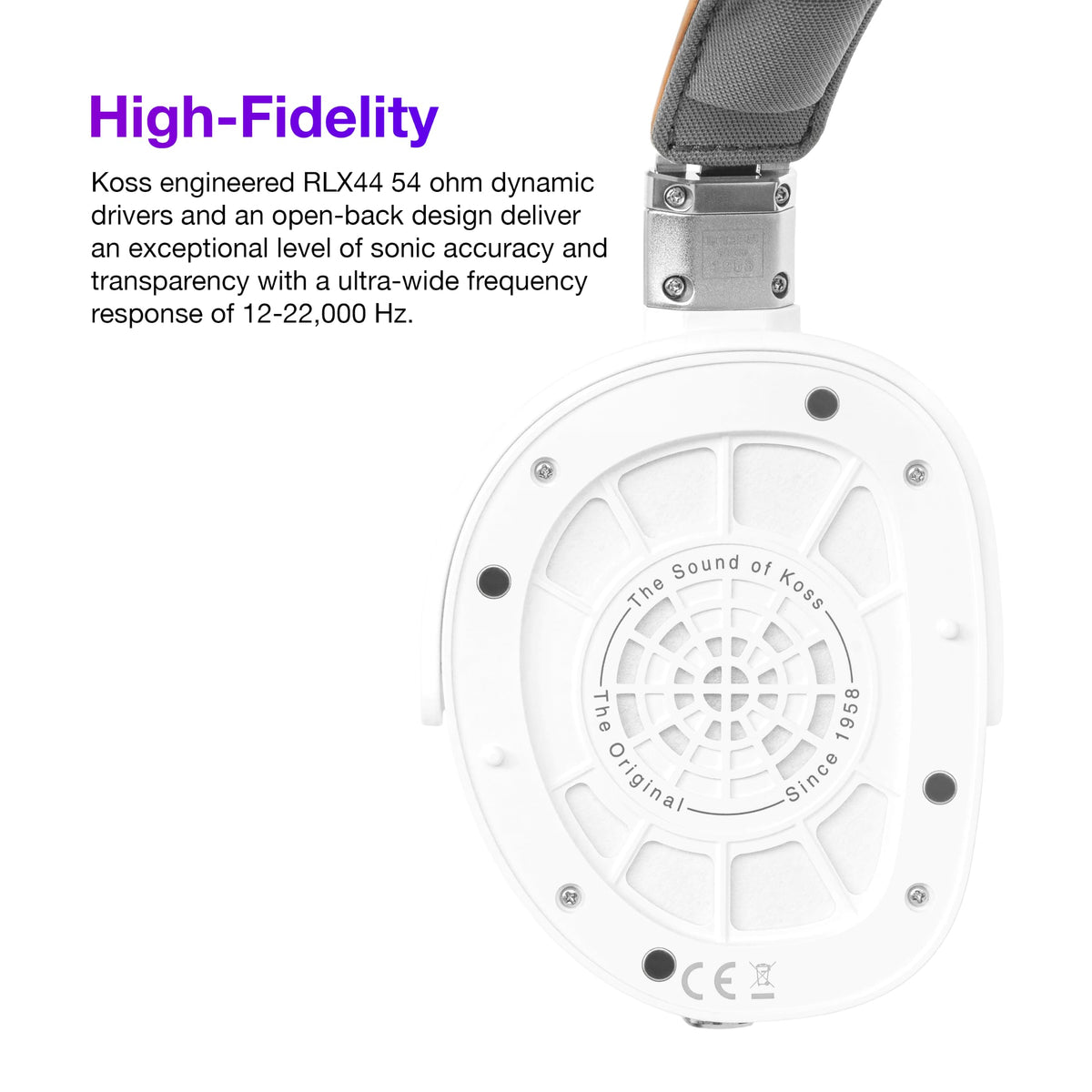 Koss A/550, Audiophile, Open-Back Hi-Res Dynamic Headphone, Detachable Cord