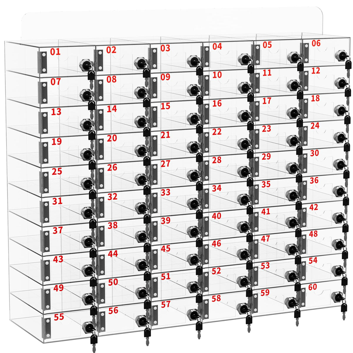 Cell Phone Locker 100 Slots, Wall-Mounted Cell Phone Lock Box with Keys, Acrylic Cell Phone Storage Locker for Employees Office Classroom Gym, Clear Cell Phone Locker Cabinet for Storage (40 Slots)