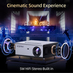 KSAN Mini Projector, [800 ANSI Lumen] Projector with WiFi 6, Movie Projector for Indoor Outdoor, 5W Speaker, Support 200inch, Video Proyector Compatible with Phone/TV Stick/PC/PS4