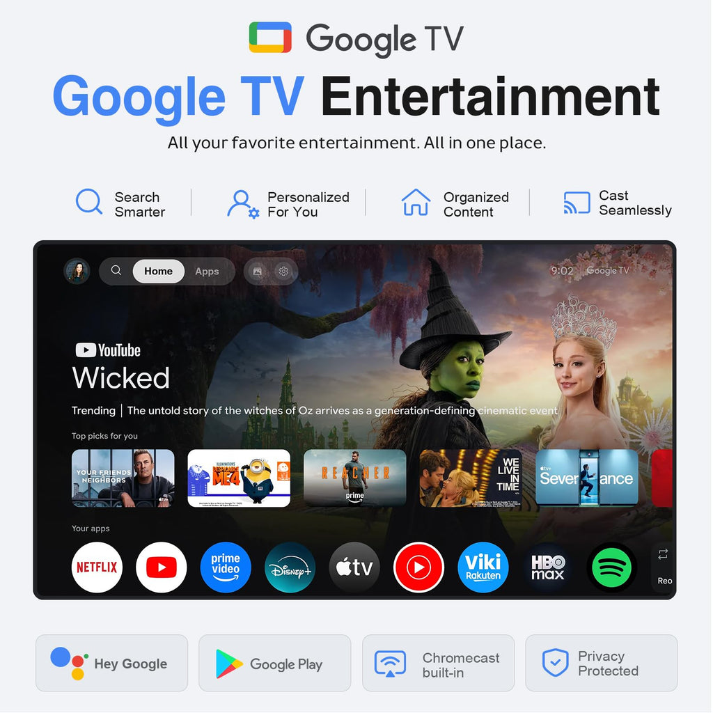 【Google TV & 4K】Smart Projector with WiFi and Bluetooth, VISSPL AI Auto Focus & Auto Keystone Portable Outdoor Projector, Voice Control Movie Gaming Projectors for Bedroom/Ceiling